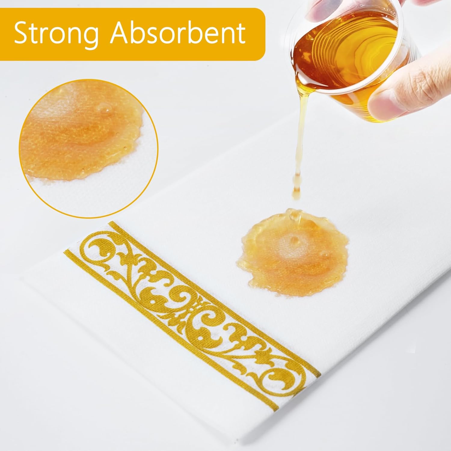 100 Pack Disposable Bathroom Napkins, 12" x 17" Linen-Feel Soft and Absorbent Paper Guest Towels, Dinner Napkins Hand Towels for Kitchen, Parties,Weddings,Event - Image 4