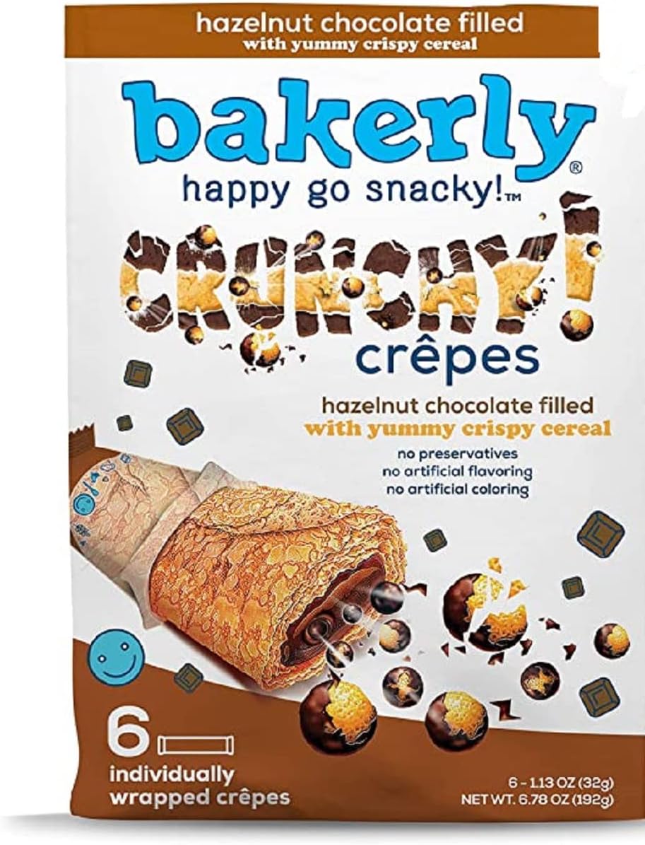 bakerly Crunchy Chocolate Filled Crepes Pack of 9, 6-Count (54 Total Crepes)