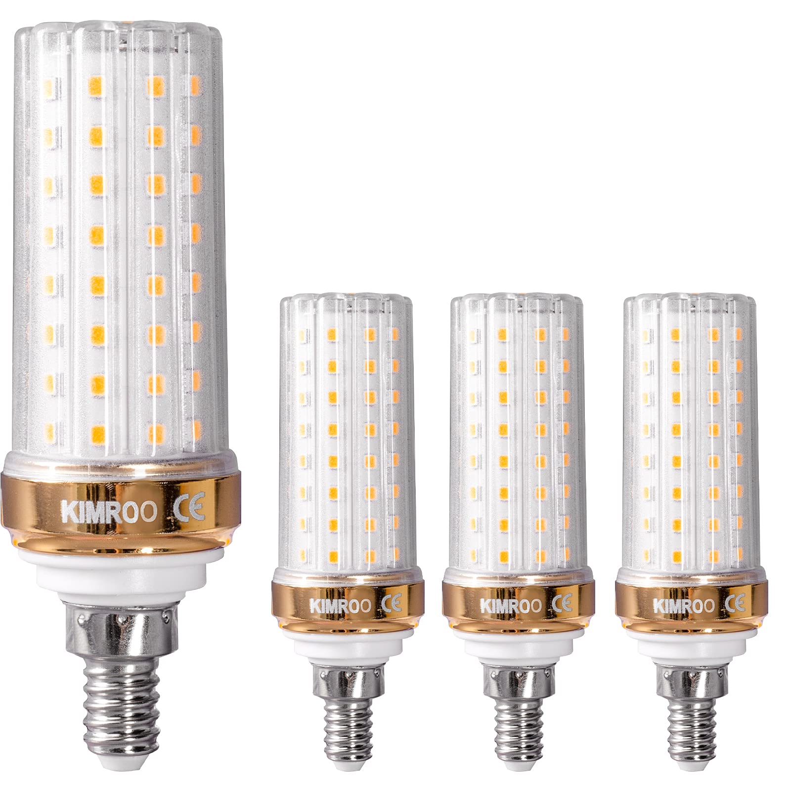 KIMROO E12 LED Bulbs 20W Candelabra LED Bulbs(4-Pack)-88 LEDs 2835 SMD 180W Equivalent, 3000K Warm White 1800lm Decorative Candle E12 Corn Chandelier