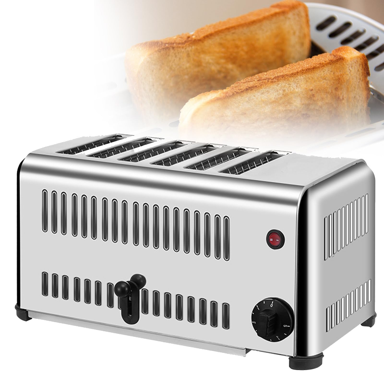 Tostadora Comercial 6 rebanadas Tostadora eléctrica emergente de Acero Inoxidable Tostadora fría al Tacto Tostadora de encimera 6 rebanadas 5 Minutos Tostadora rápida