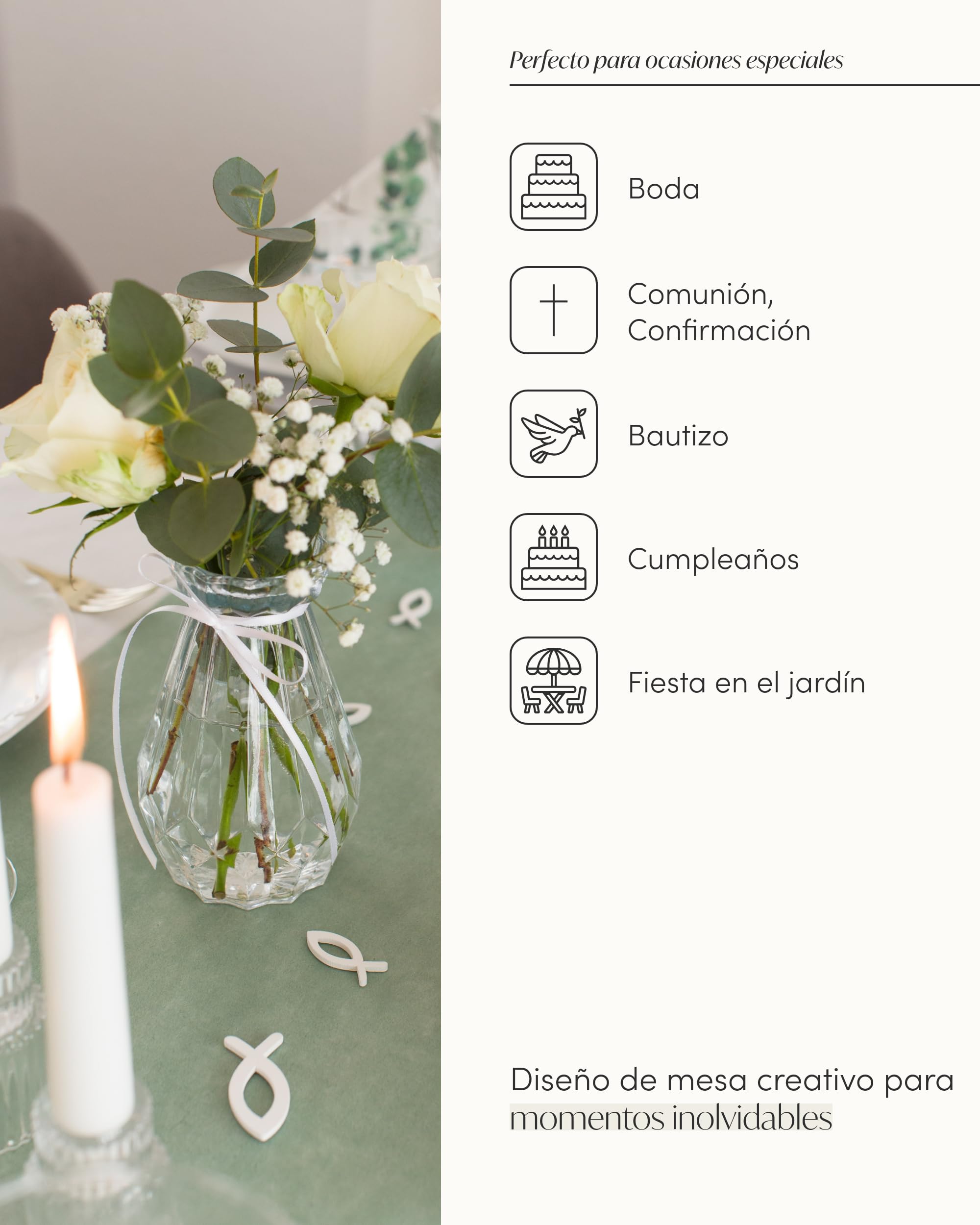 100% Mosel Jarrones de Vidrio, 12 Piezas (14,5 cm x 8,9 cm) | Jarrones Pequeños de Cristal Diseño Diamante – Floreros para Boda, Bautizo, Comunión & Cumpleaños