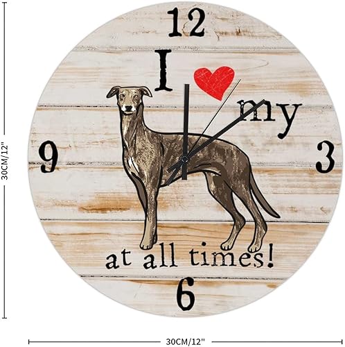Miniatura 5 de Reloj colgante de 12 pulgadas para dueños de mascotas, reloj de madera para amantes de los perros de mascotas, estilo vintage, analógico,