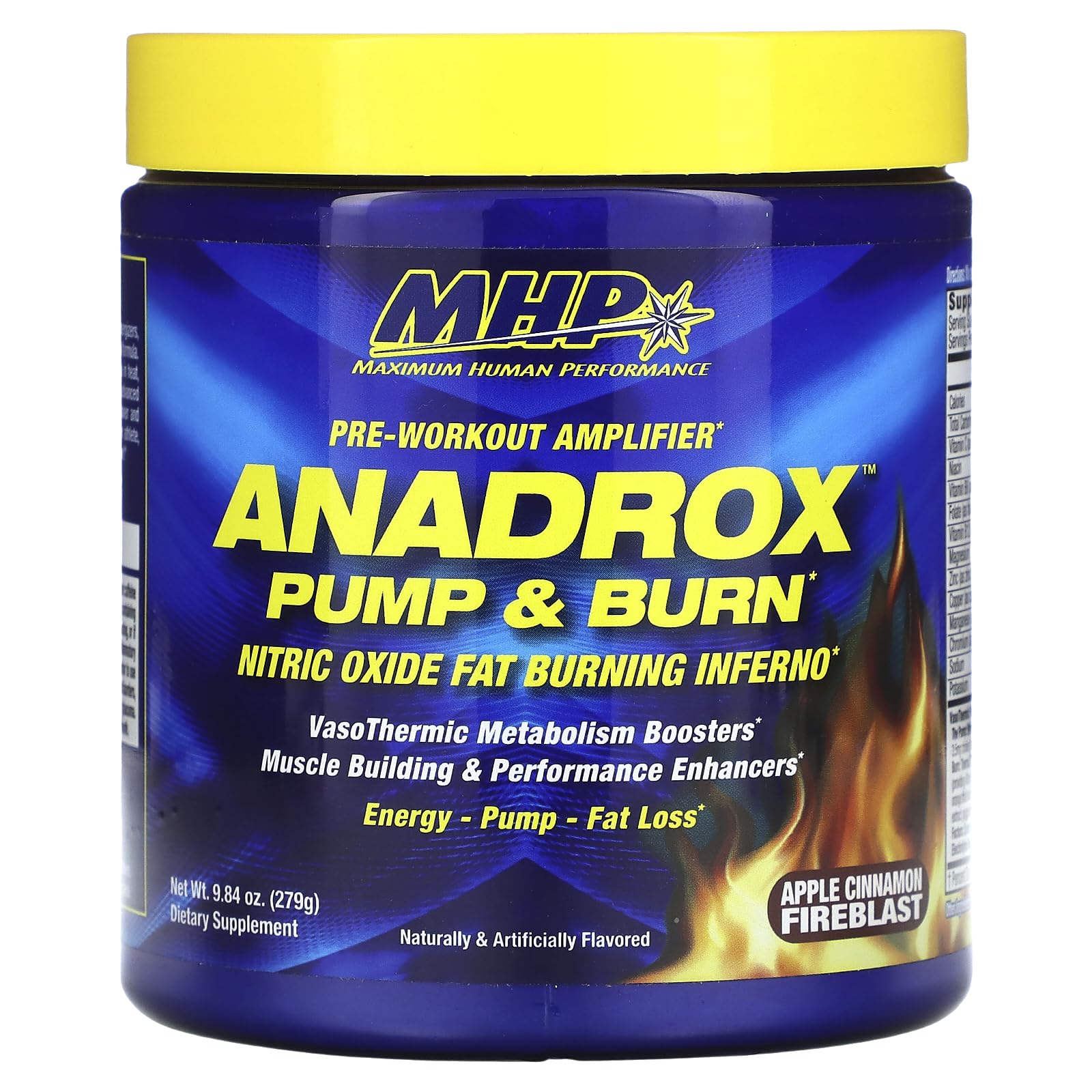 Maximum Human Performance Mhp Anadrox Pre-Workout, Nitric Oxide, Energy, Pumps, Apple Cinnamon Fireblast