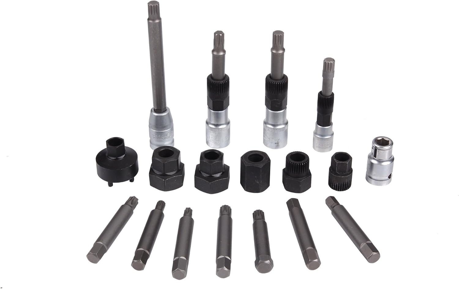 18 Piece Alternator Pulley Kit, Alternator Pulley Removal Tool or Pulley Puller Includes TRX-Star and Spline Adapters, Heavy Duty Power Steering Pulley Puller/Installer