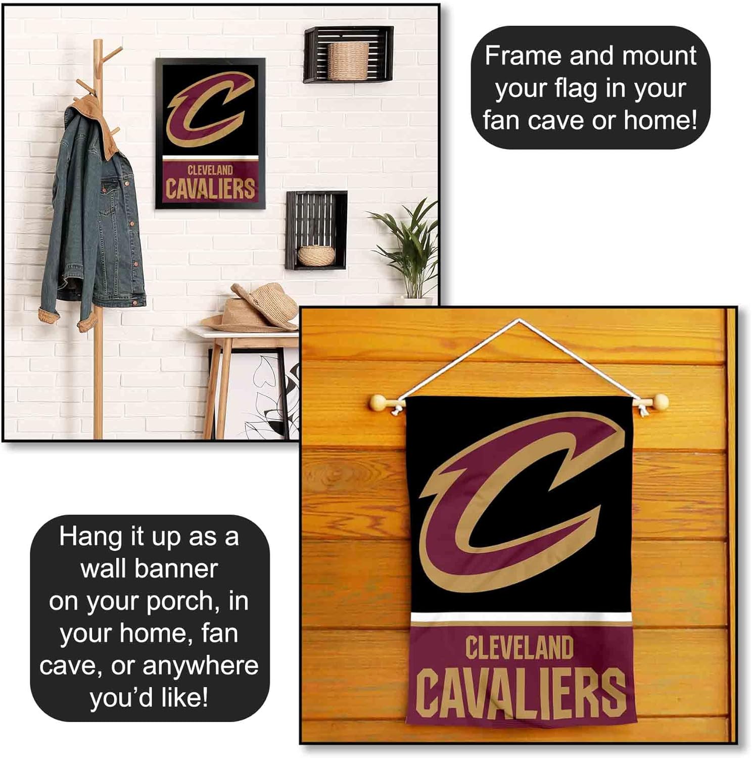 Cleveland Cavaliers Black Double Sided Garden Flag - Image 5
