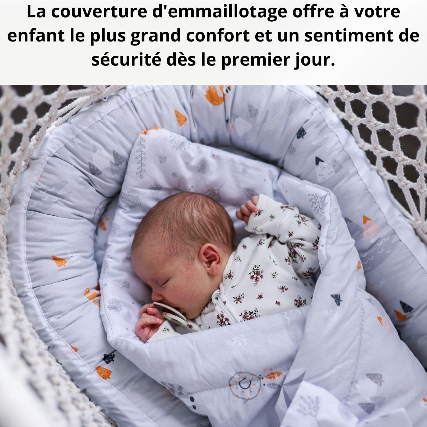 Bellochi Universelle Nid d'ange Bebe - Minky - Réversible Couverture Enveloppante Bébé - en Mousseline Hypoallergénique - Couverture Cosy Toute l'Année - Cuddly Muslin Beige