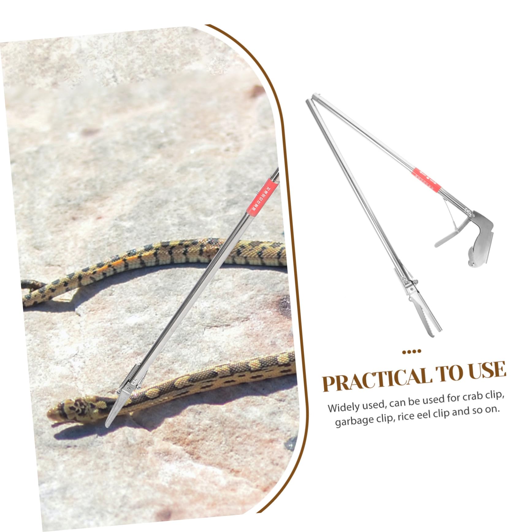 Pinces à Serpents en Acier Inoxydable Antidérapantes, Pliables et Portables, Outil Multifonctionnel pour Jardin et Activités Extérieures