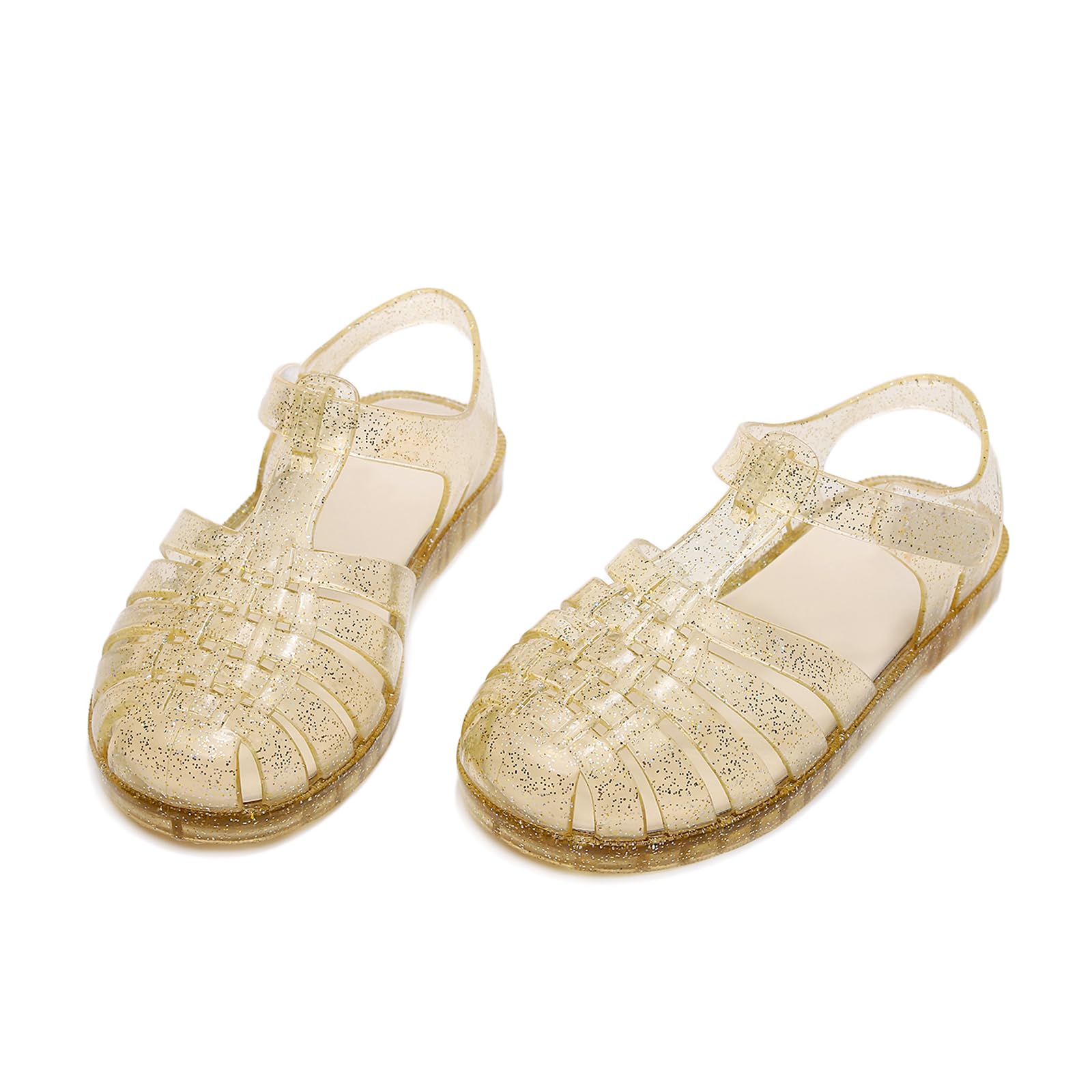 GCVV Girl jelly sandals, closed toe princess summer dress shoes, beach flat sandals, birthday party dance casual flat shoes