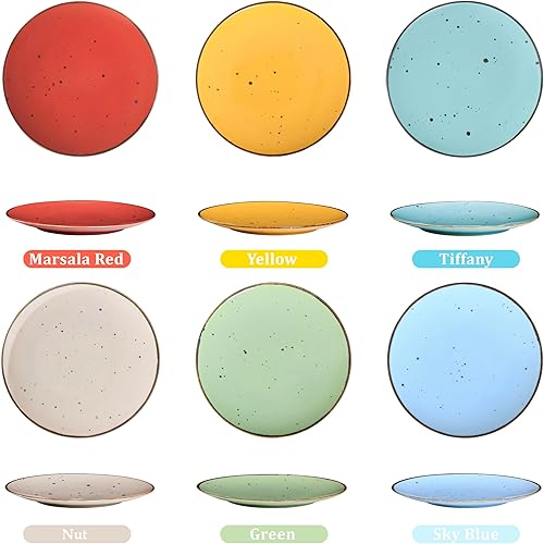 Miniatura 3 de Juego de 6 platos de postre de 8.7 pulgadas, aptos para microondas, horno, lavavajillas, resistentes a los arañazos, porcelana. Platos pequeños