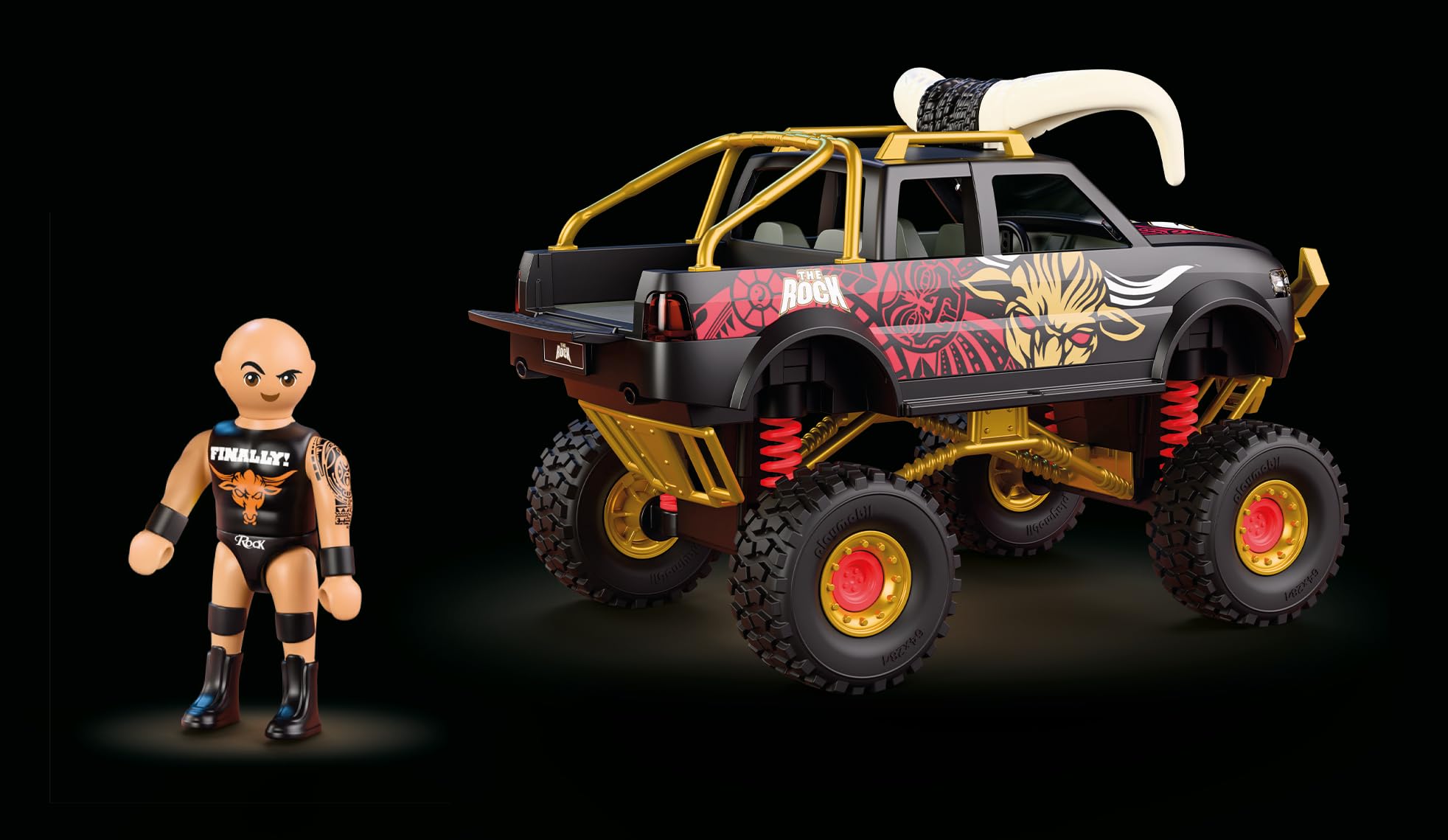 PLAYMOBIL | WWE® | The Rock Monster Truck | Monstertruck mit Federung, Hörnern & The Rock Figur | Für Fans ab 5 Jahren | 71955