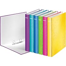 Leitz 42412099 WOW A4 25mm "2 D-Ring" Ringbinder - Assorted Colours Pack of 10