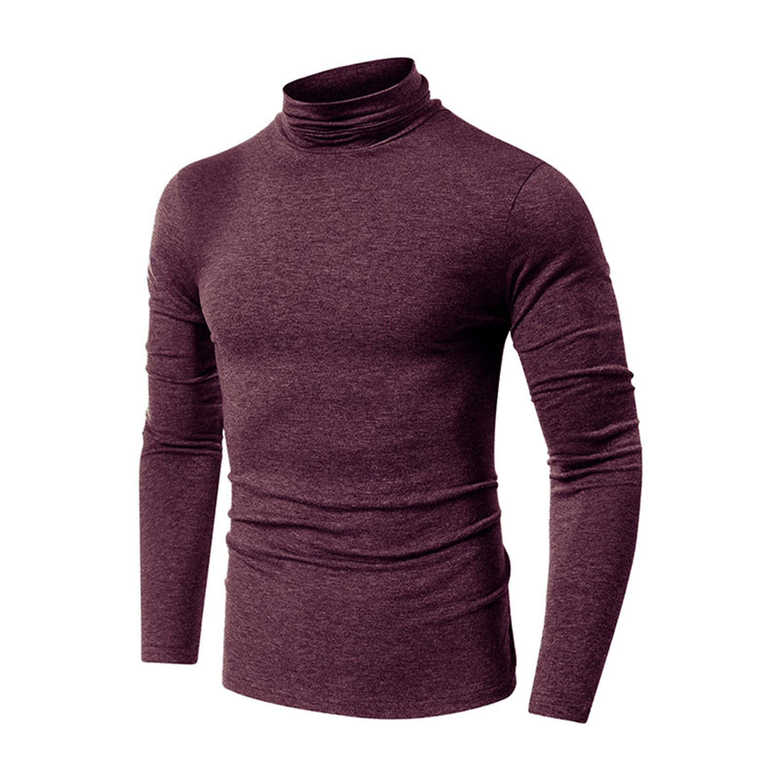 Slim-Fit Tops for Men Fashion Mock Turtleneck T-Shirts Long Sleeve Pullover Sweater Basic Designed Undershirt Shirts (Dark Coffee,XX-Large)