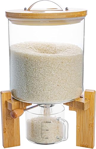 Dispensador de arroz, contenedor de almacenamiento de arroz, contenedor de harina y cereales para organización de cocina y despensa, dispensador de