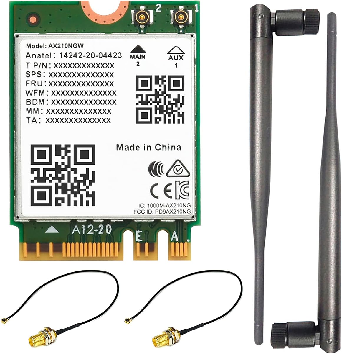 Wireless AX210 NIC, Gigabit Tri-Band Wi-Fi 6E, 802.11AX, Bluetooth 5.2 | AX210 NGW Wifi Card, MU-MIMO NGFF (M.2 A/E Key) Interface, Support Linux, Windows 10/8.1/8/7