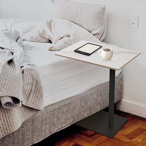 Miniatura 6 de Mesa auxiliar en forma de C de metal dorado con parte superior de mármol, moderna bandeja de café, escritorio lateral para sofá, sala de estar,