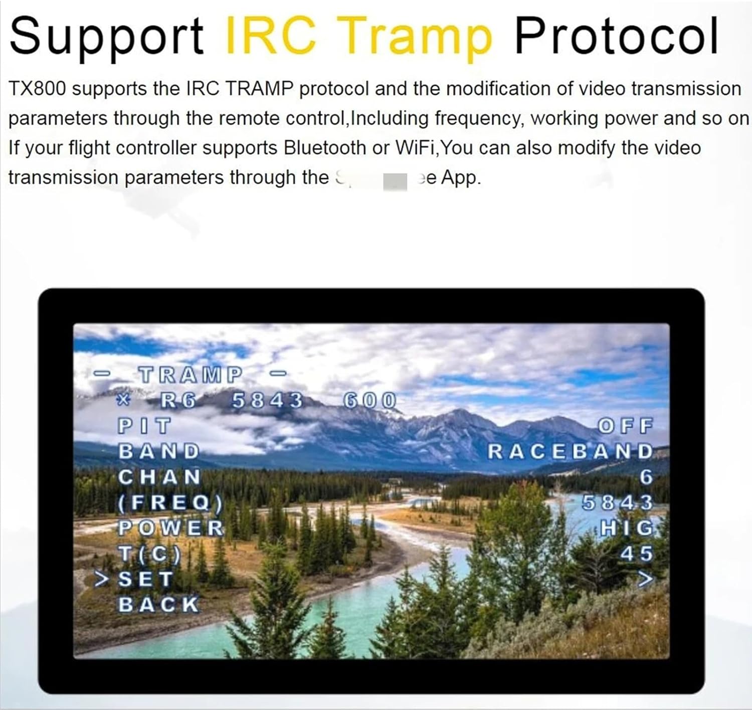 3.7V-5.5V 5.8G 48CH VTX PitMode 25mW/200mW/400mW/800mW Output Long Range Transmitter IRC Tramp Support For RC FPV Racing Drone Quadcopter DIY Parts