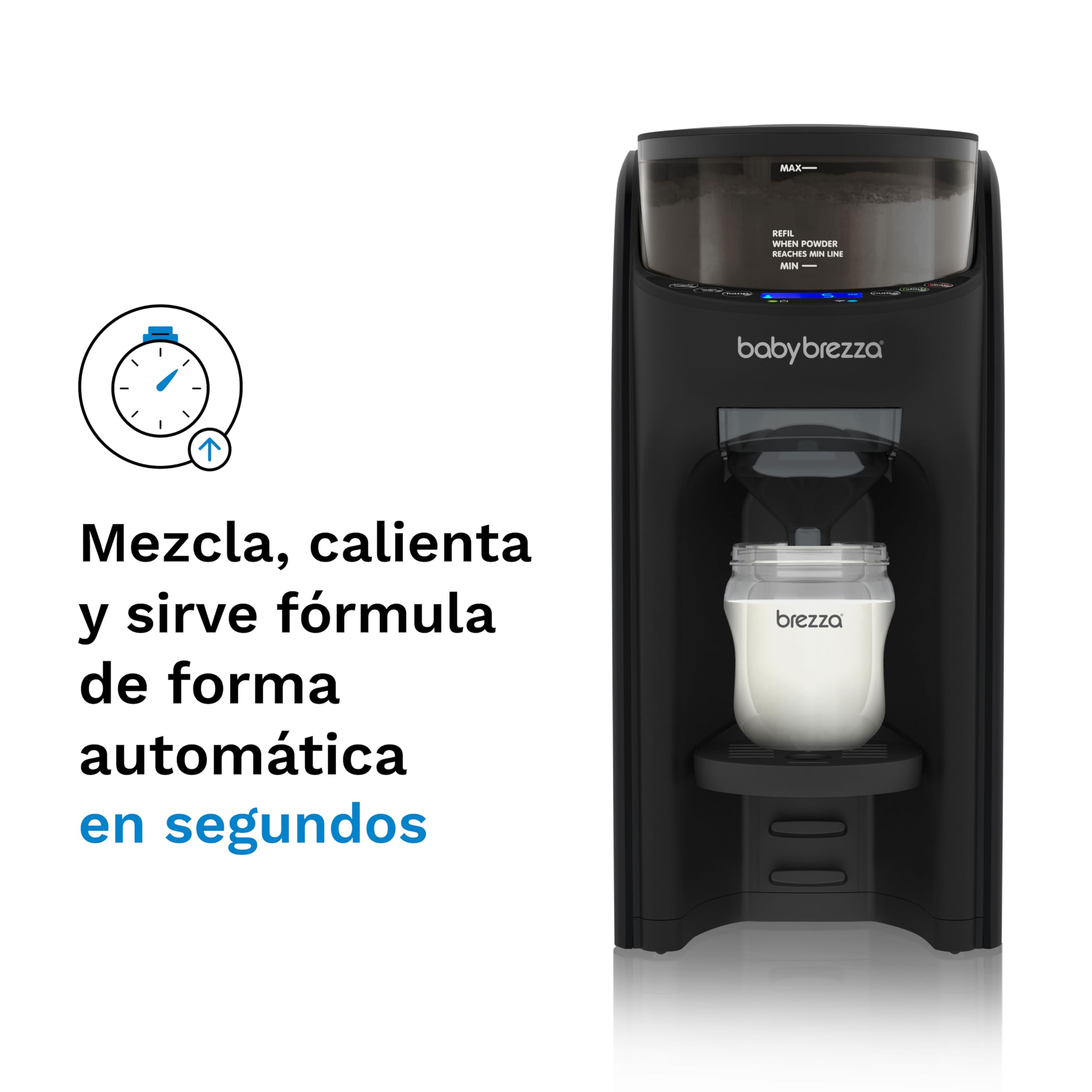 Baby Brezza - Formula Pro Advanced, Preparador de Biberones Automático y Dosificador de Fórmula, Máquina para hacer Biberones, Incluye Recambio de Embudo y Cubierta, Set Negro