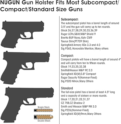 Miniatura 3 de Concealed Carry Holster, Gun Holster for Men and Women, Universal IWB Holsters for Pistols Right and Left Hand, Fits Glock 17 19 26 27 42 43 S&W M&P