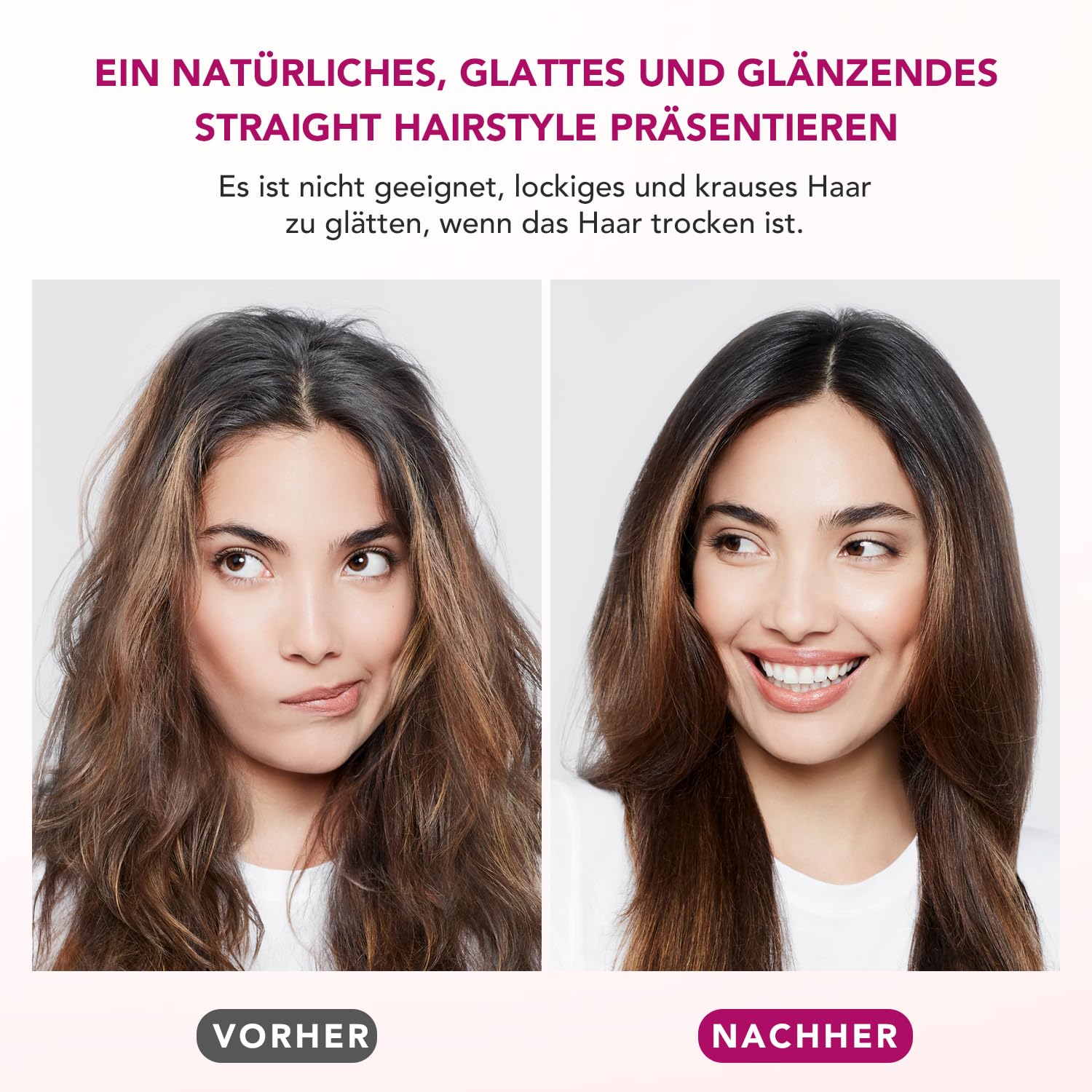 Glätteraufsätze für Dyson Airwrap mit Airflow Technologie ohne heiße Platten für sanftes Haarstyling mit weniger Schäden, Kompatibel mit HS01/HS05/HS08, Fuchsia