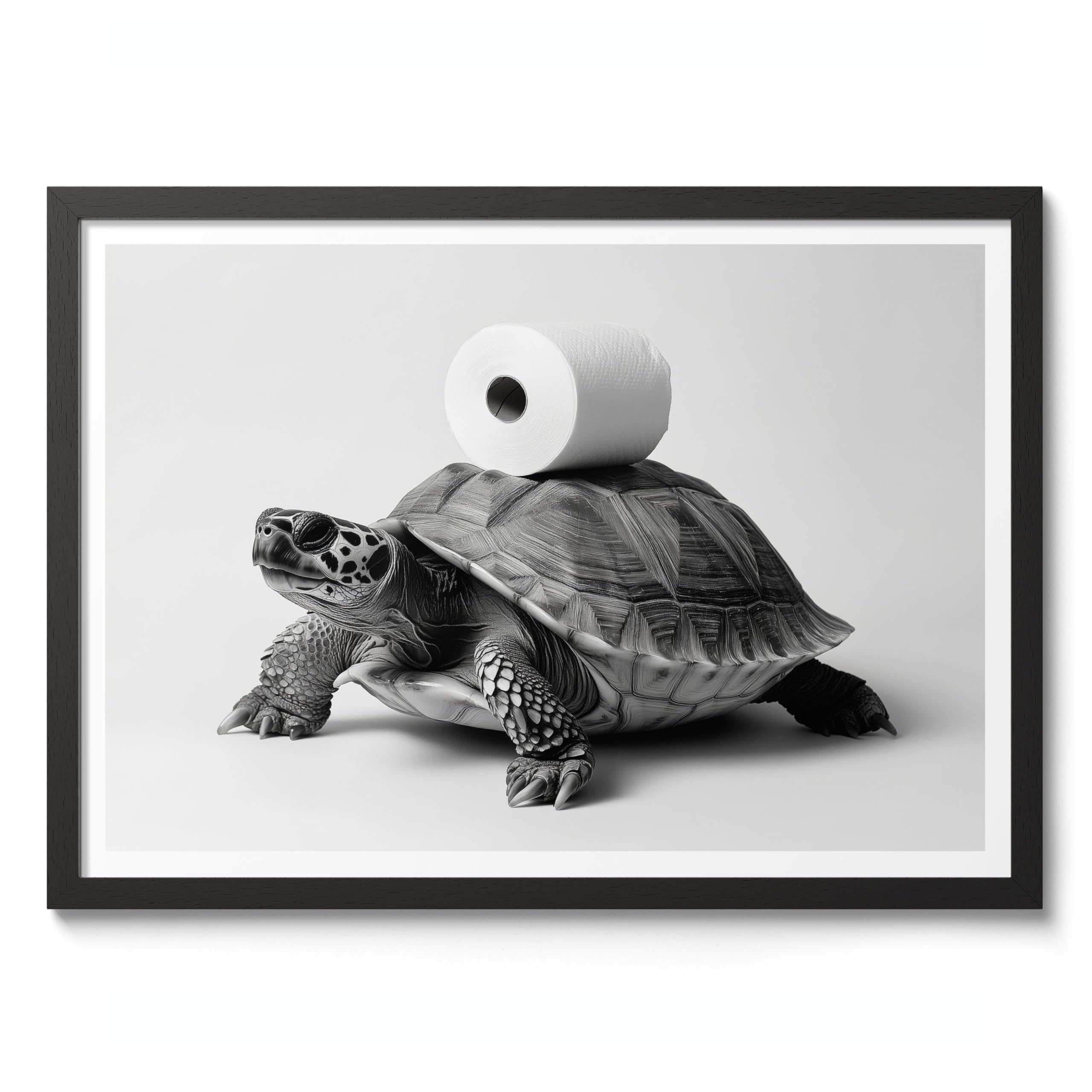 Shell We Roll Animal Toilet Poster, Funny Bathroom Wall Art Print Animals, Funny Wall Art Decor, A1 (Black Frame) - 86.9x62.4cm — image 1