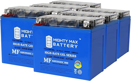 Mighty Max Battery YTX12-BSGEL - Batería de repuesto de gel de 12 V y 10 Ah compatible con Triumph 865 Scrambler 05-07, paquete de 6
