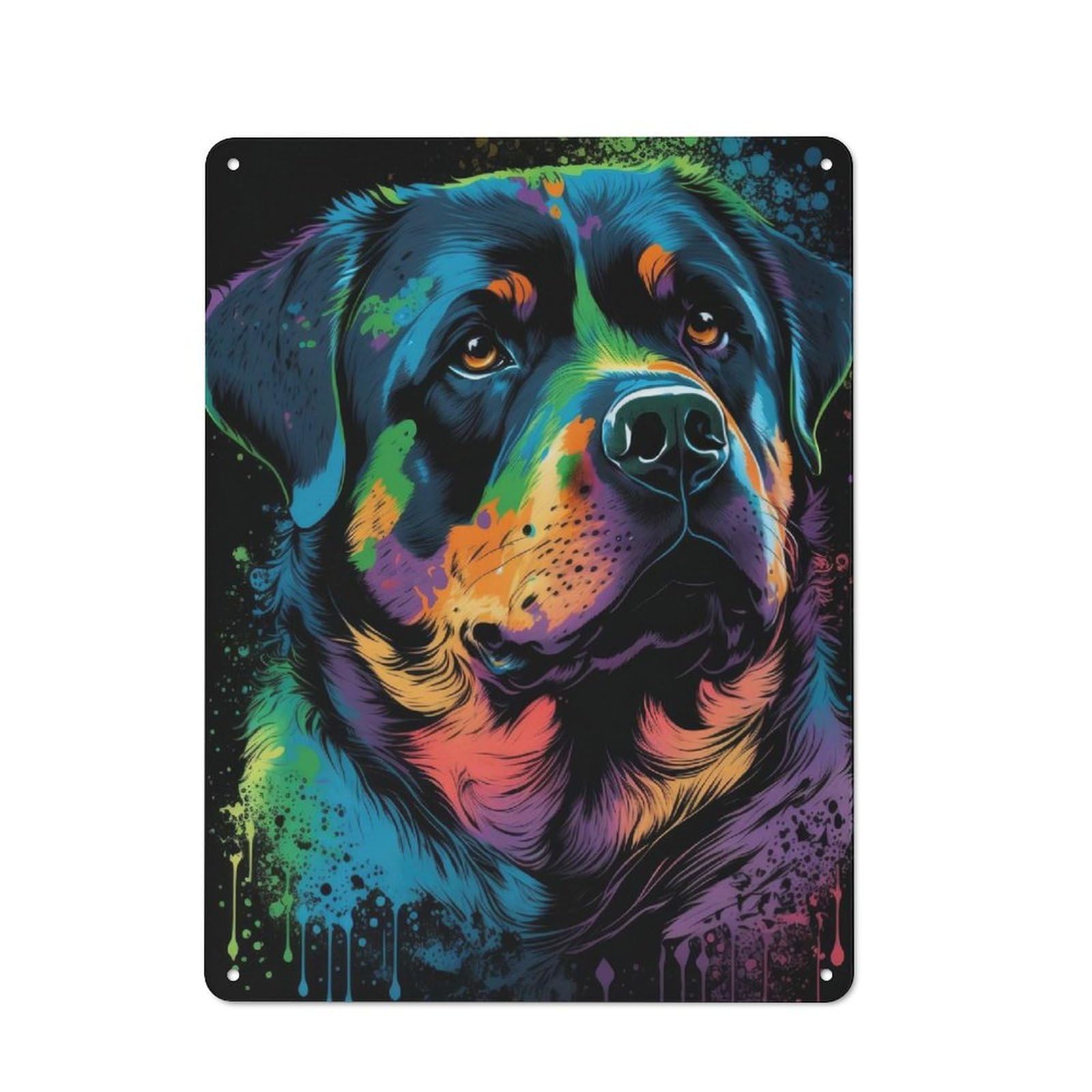 Junmoney Rottweiler Style 4 Retro Metal Wall Decor 40X30cm, Decorative Tin Plaque For Pub, Home Bar, Shed Or Man Cave
