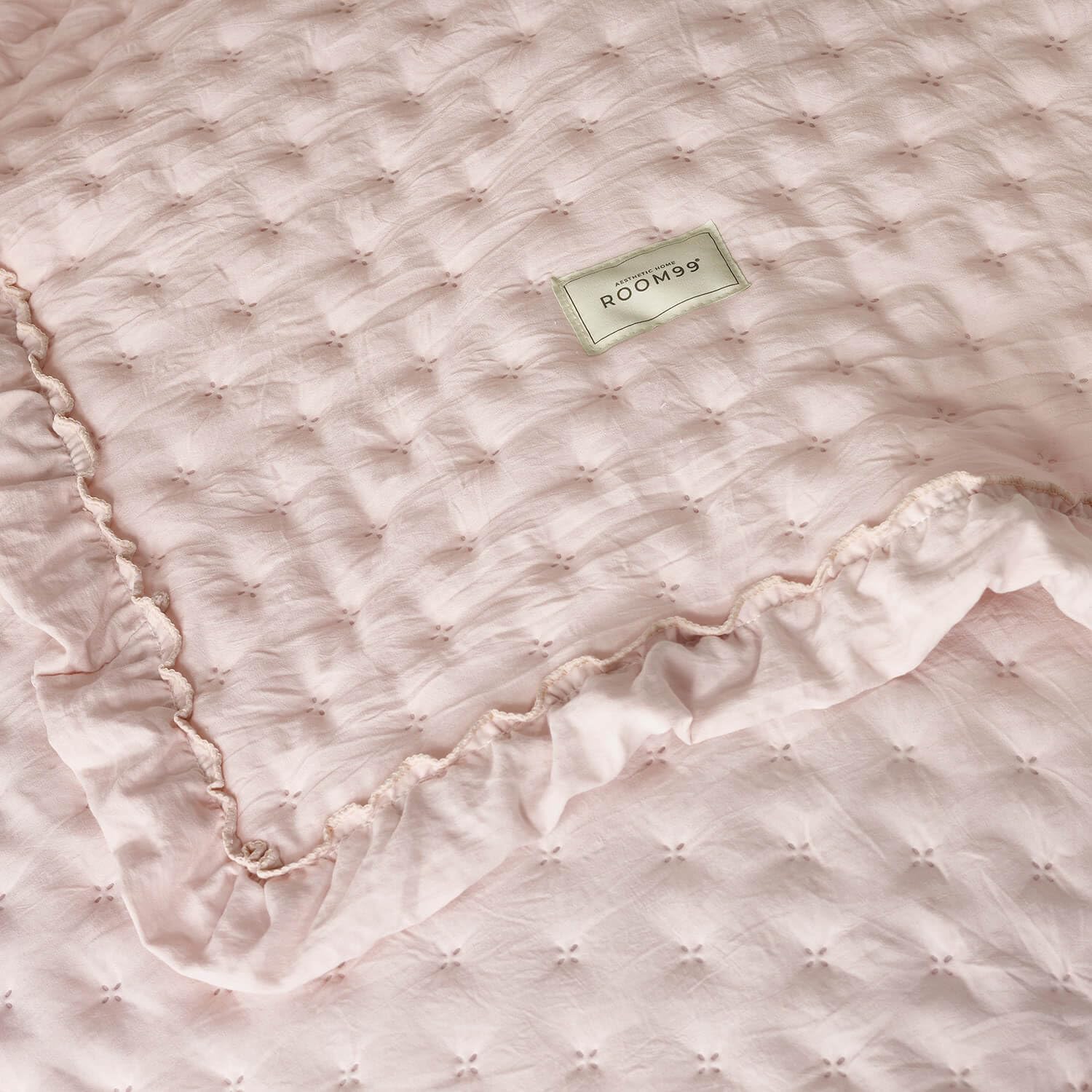ROOM99 Molly Elegante copriletto rosa cipria 240 x 260 cm, versatile come copriletto o copridivano, coperta per letto e divano, trapunta stile ideale come bedspread