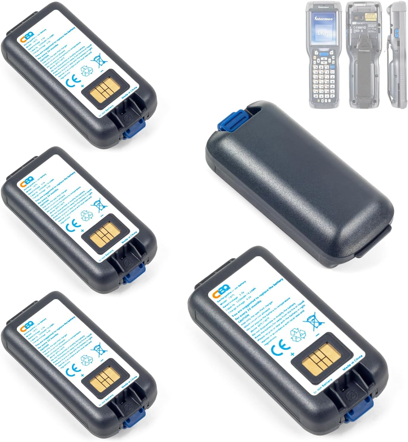 5PCS CK75 Battery Replacement for Intermec Barcode Scanner CK75 CK65 CK3 CK70 CK71 EDA60K CK3R CK3X CK3R CK3N 318-034-023 318-034-013 18-046-031 318-034-001 Li-ion Battery
