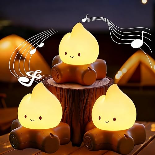 3 luces nocturnas de fogata, lámpara de llama recargable, bonitas lámparas de escritorio para decoración de mesa, velas sin llama, regalos para