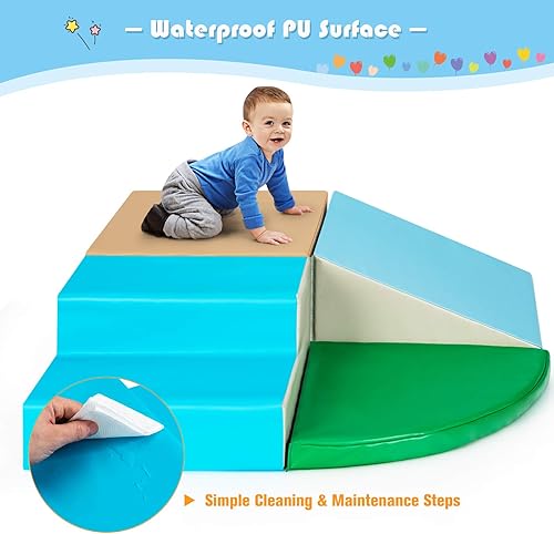 Vista 3 de Costzon Climb and Crawl - Juego de espuma para escalar y gatear, 4 piezas suave para niños pequeños, estructura de juego activo para bebés y niños