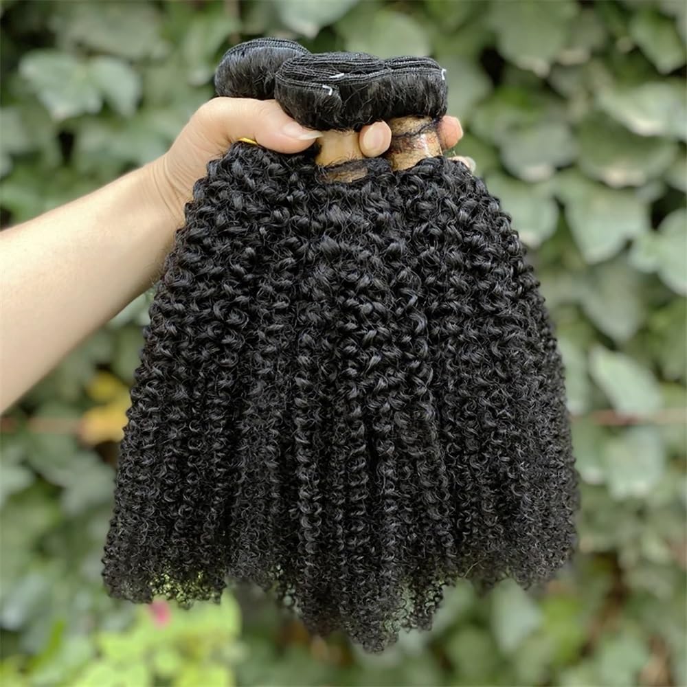 Wiązki Kinky Curly z prawdziwych włosów dla czarnych kobiet, Afro Kinky Curly Bundles, tkane prawdziwe włosy, 3 wiązki z treskami do włosów Clip in (24 24 24)