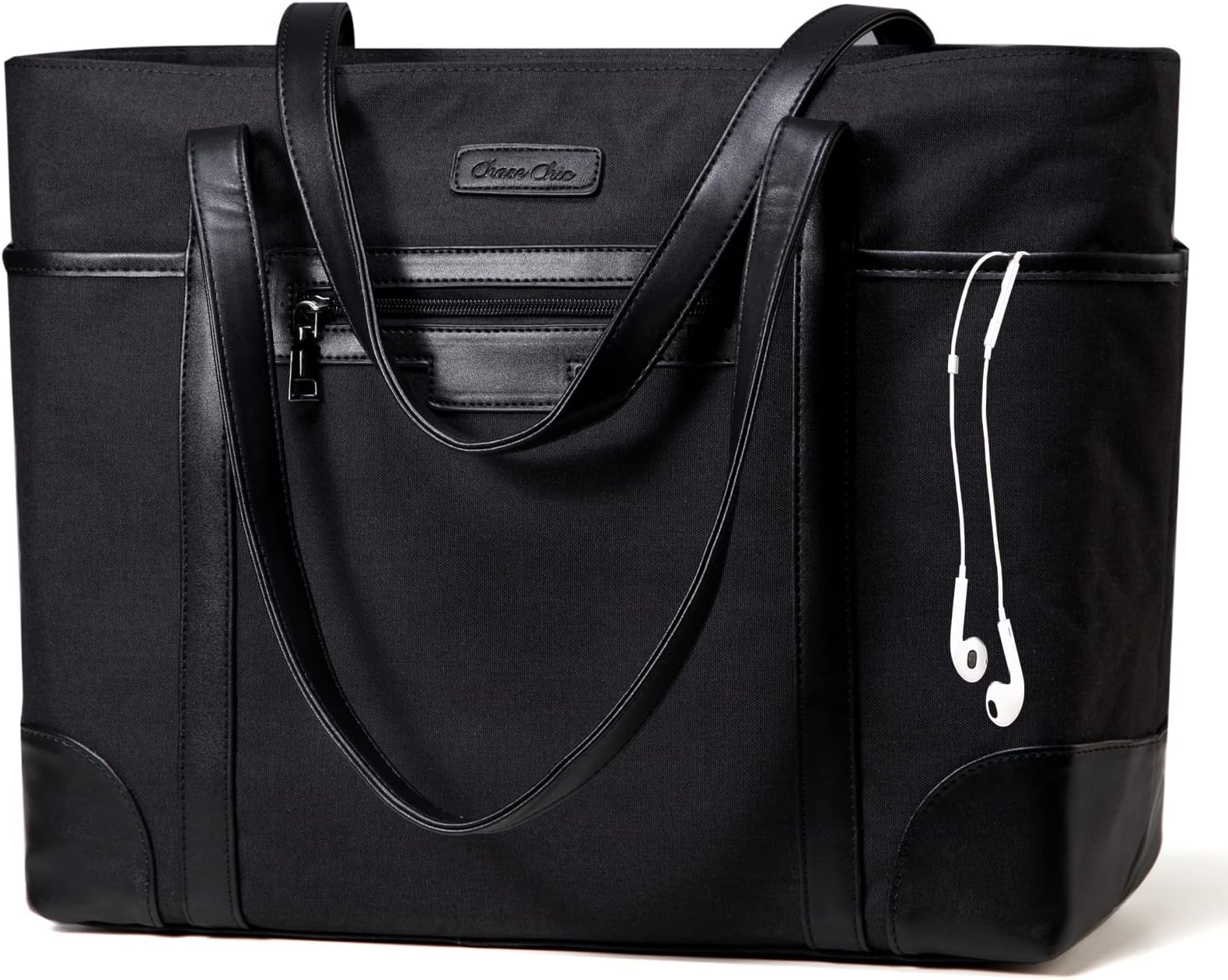 Chase ChicLaptop Bag for Women, ChaseChic Waterproof Large Tote Bag Classic Teacher's Handbag School Shoulder Bag, 15.6" -17" Computer Work Bag with Luggage Strap