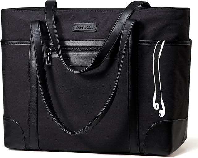 Laptop Bag for Women, ChaseChic Waterproof Large Tote Bag Classic Teacher's Handbag School Shoulder Bag, 15.6" Computer Work Bag with Luggage Strap