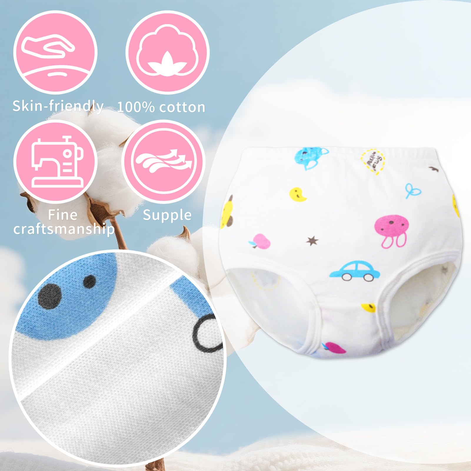 4 Pezzi Apprendimento Rete Traspirante Mutande,Mutandine Apprendimento Bambino,Bambini Cotone Assorbente Pantaloni da Vasino,Riutilizzabile (Rosa)