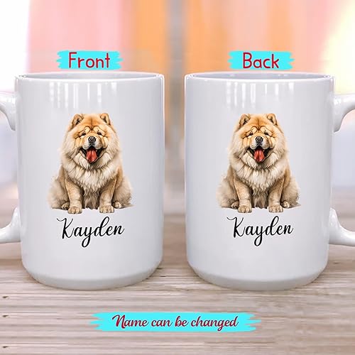 Miniatura 2 de Taza de cerámica personalizada para perros Chow Chow Chow, taza de café con nombre personalizado Chow Chow, regalos para los amantes de los perros,