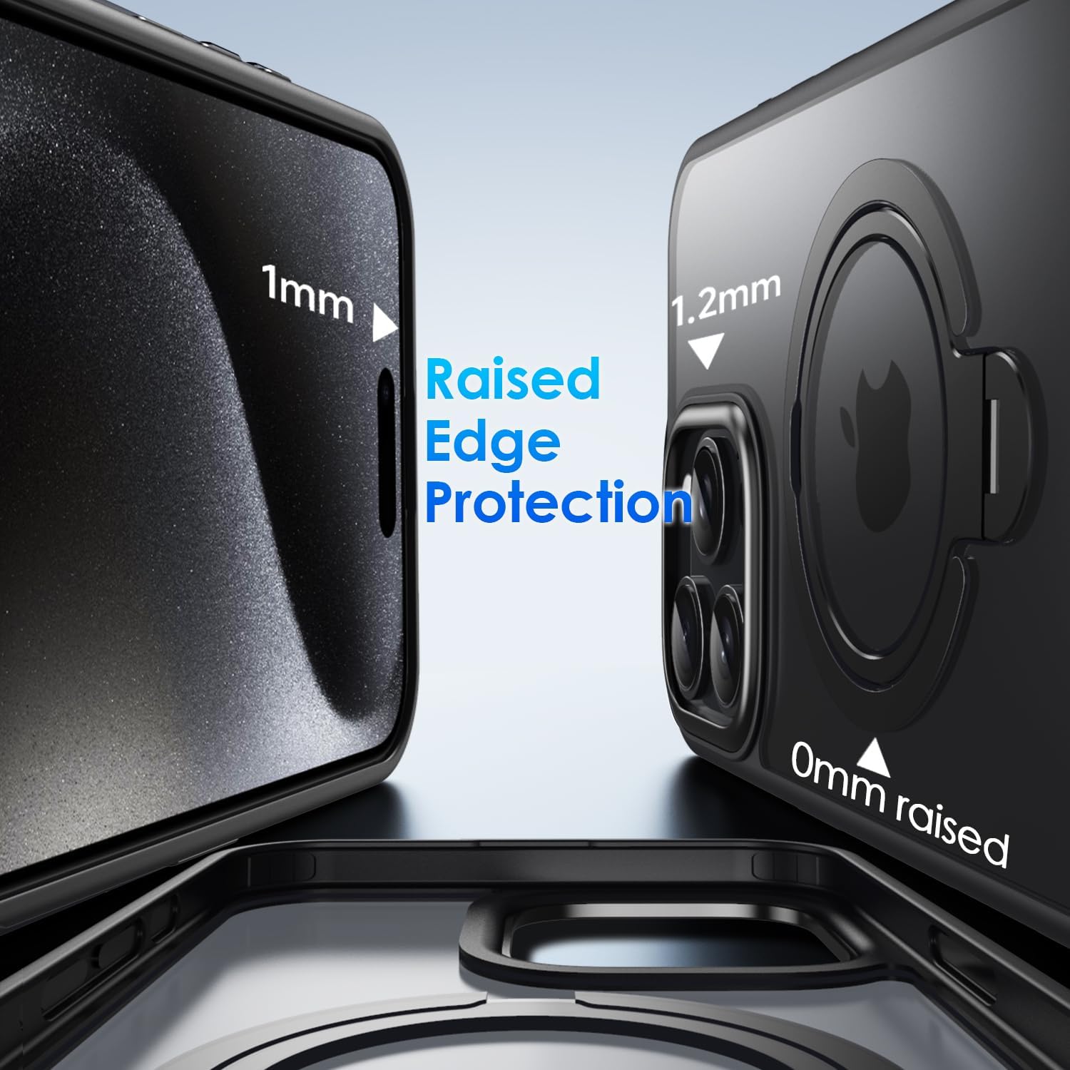 CASEOWL Compatible for iPhone 16 Pro Case with 360°Rotatable Magnetic Ring Stand [Compatible with MagSafe] [Mil-Grade Protection] Translucent Matte Shockproof Phone Case for 16 Pro Case Cover,Black