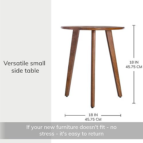 Miniatura 3 de MH London Mesa auxiliar de tres pines I hecha a mano madera de mango natural naturalmente resistente a la humedad sin mantenimiento I 18 x 18 x 20