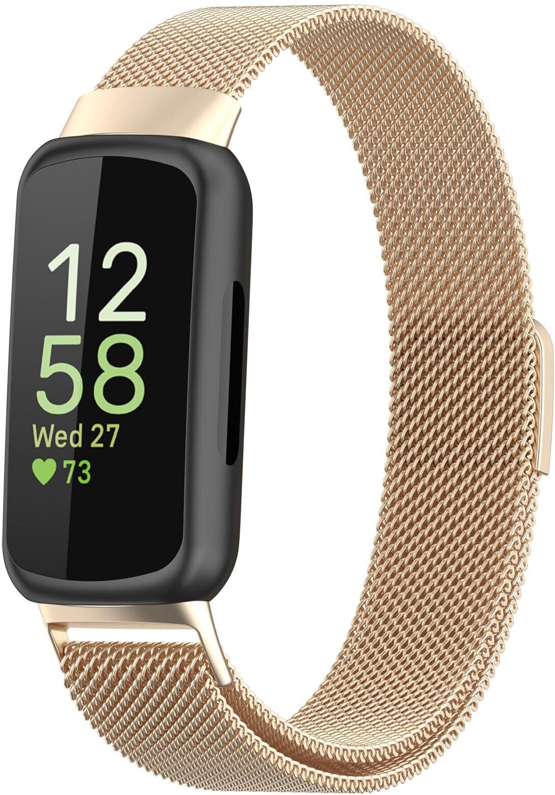 for Fitbit Inspire 3 Bands Women Men, Stainless Steel Metal Mesh Loop Adjustable Magnetic Wristband Replacement Straps Compatible with Fitbit Inspire 3 Fitness Tracker