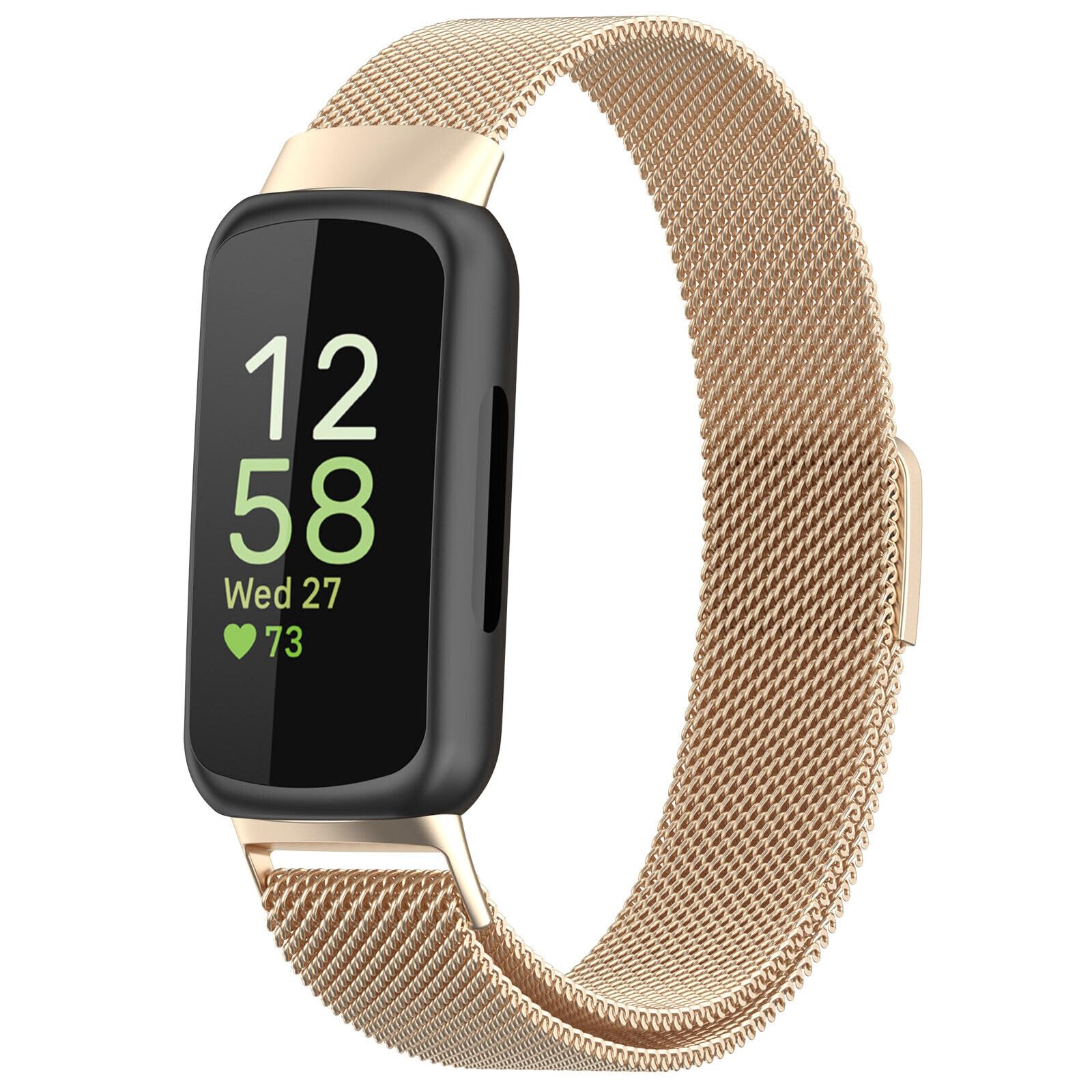 Panda Bobo Compatible for Fitbit Inspire 3 Metal Strap, Mileanese Metal Adjustable Sport Replacement Wrist Band (Champagne)