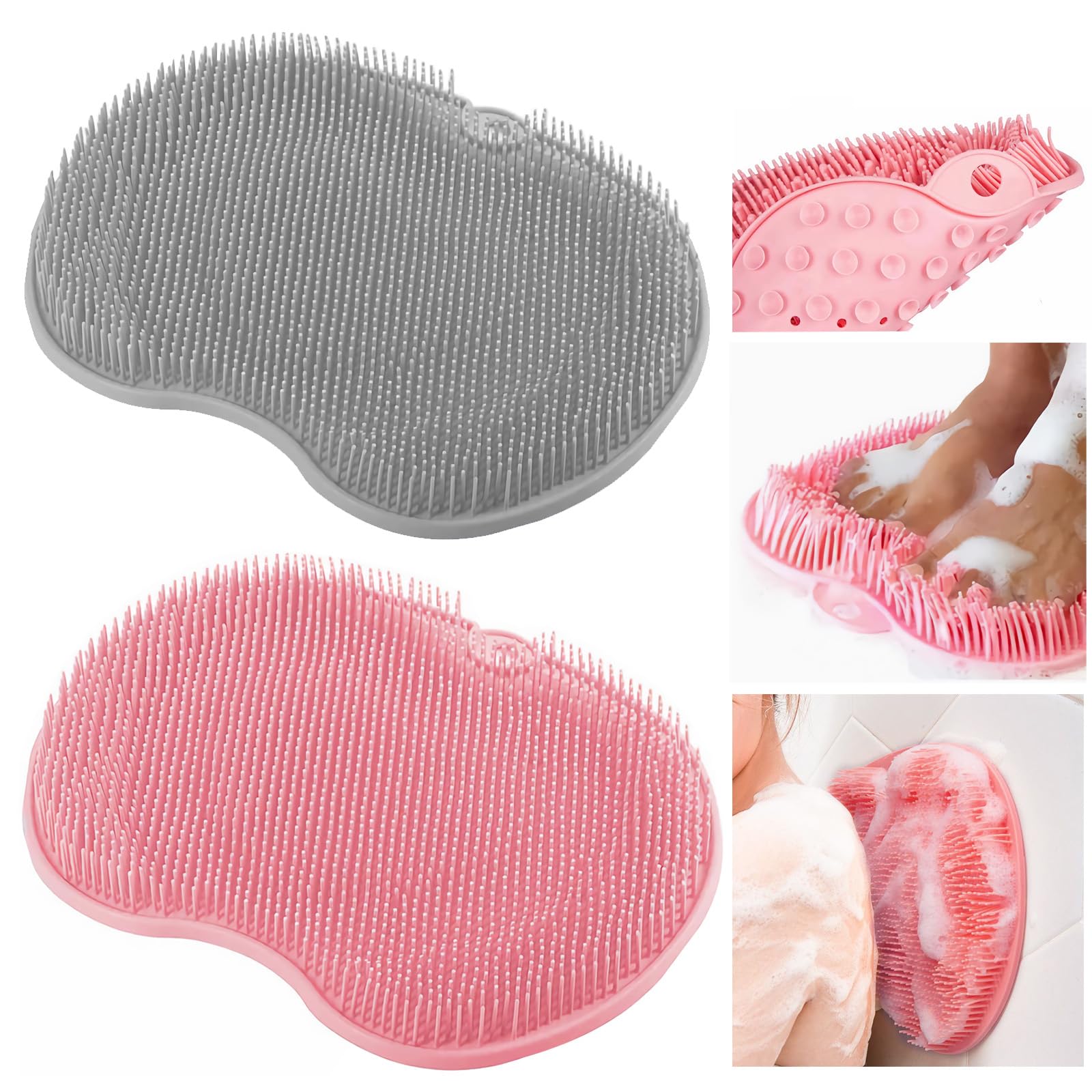 VALWORD 2-Pack Shower Foot Scrubber Mat for Seniors, Men, Women