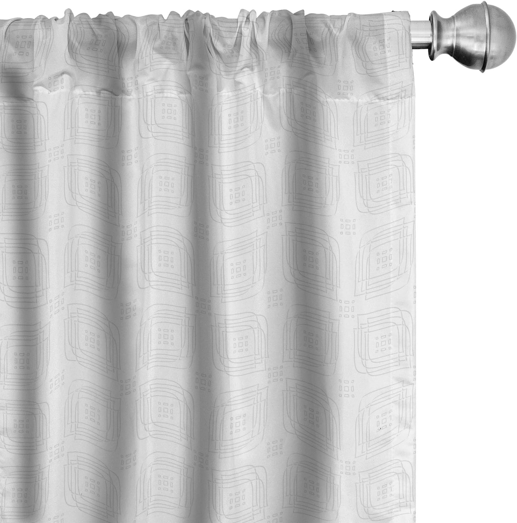 Ambesonne Abstract Window Curtains, Retro Geometric Leaves with Rectangular Effects Nature Minimalism Drawing, Lightweight Decor 2-Panel Set with Rod Pocket, Pair of - 28" x 95", Pearl and White