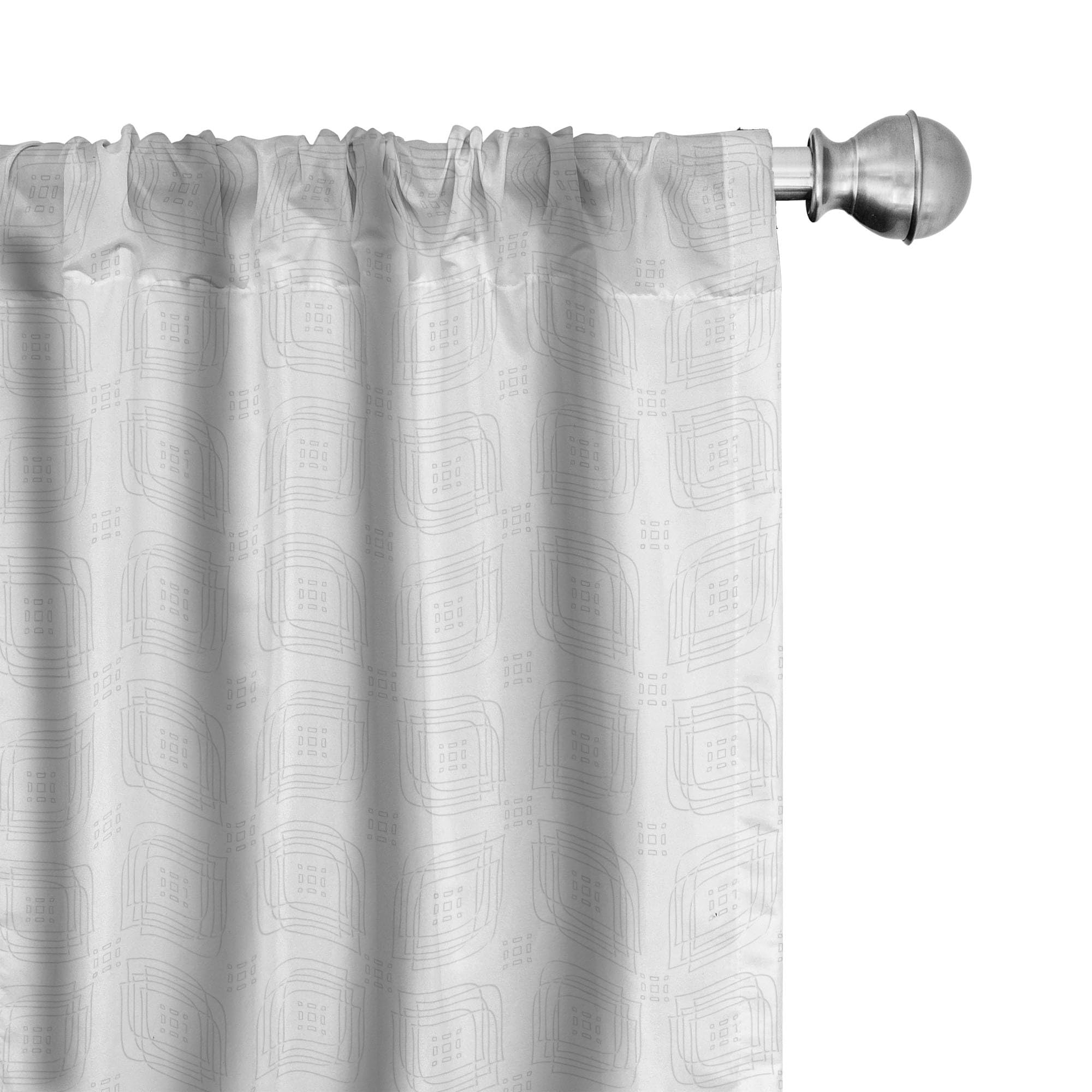 Ambesonne Abstract Window Curtains, Retro Geometric Leaves with Rectangular Effects Nature Minimalism Drawing, Lightweight Decor 2-Panel Set with Rod Pocket, Pair of - 28" x 95", Pearl and White