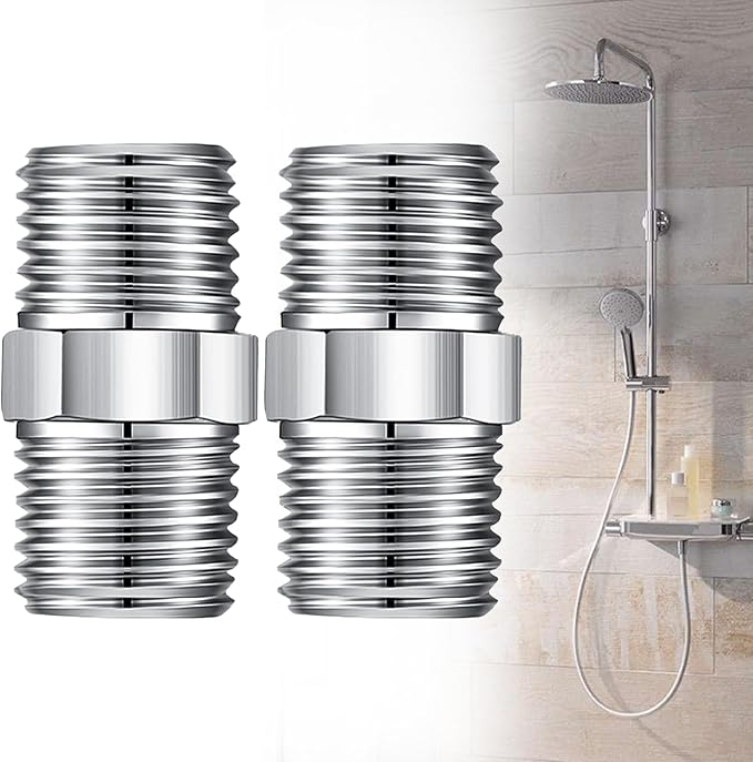 2 PCS Stainless Steel Shower Hose Connector 1/2 Inch Durable and Damage