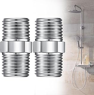 2 PCS Stainless Steel Shower Hose Connector 1/2 Inch Durable and Damage Resistant Shower Pipe for Air Hoses Fuel Hoses Shower Hoses Water Pipe Connectors for Home Kitchen and Bathroom