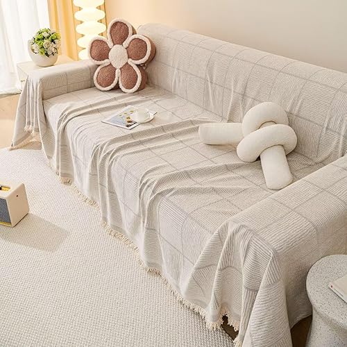 Miniatura 9 de ROOMLIFE Fundas de sofá para sofá de 3 cojines, estilo bohemio, fundas para sofá seccional, funda práctica para sofá futón, manta versátil para