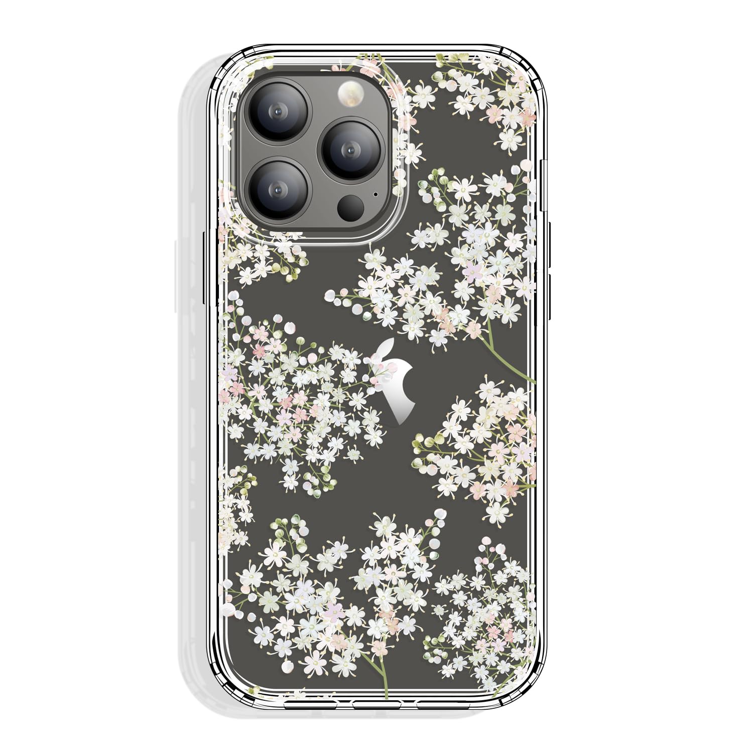 GYZYA for iPhone 13 Pro 6.1 Inch Case Clear with Pattern Design, Protective Slim TPU Cover + Shockproof Bumper for Women and Girls (Wildflowers)