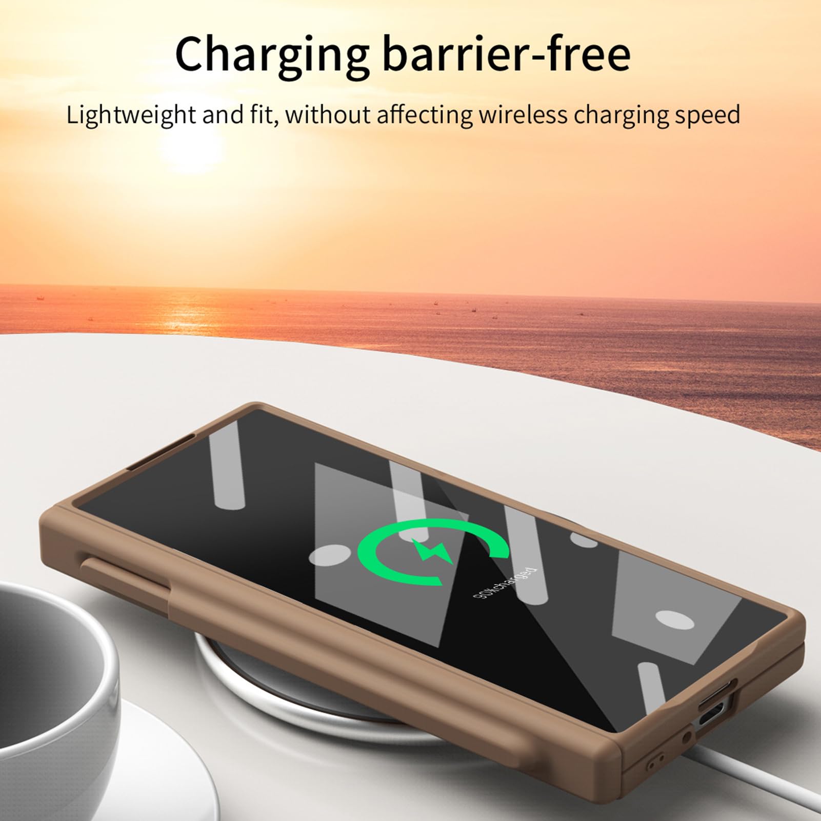 Minimalistyczne etui do Samsung Galaxy Z Fold 7, odporna na wstrząsy osłona obiektywu aparatu z przegródką na długopisy, biały, Z Fold 7