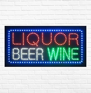 LED Liquor Beer Wine Sign for Retail Business Displays |Advertising Electronic Light Up Sign for Windows Walls |12"h x 24"w x 2"d