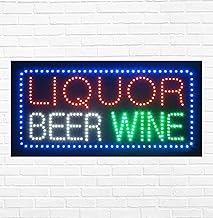 LED Liquor Beer Wine Sign for Retail Business Displays |Advertising Electronic Light Up Sign for Windows Walls |12"H x 24"W x 2"D