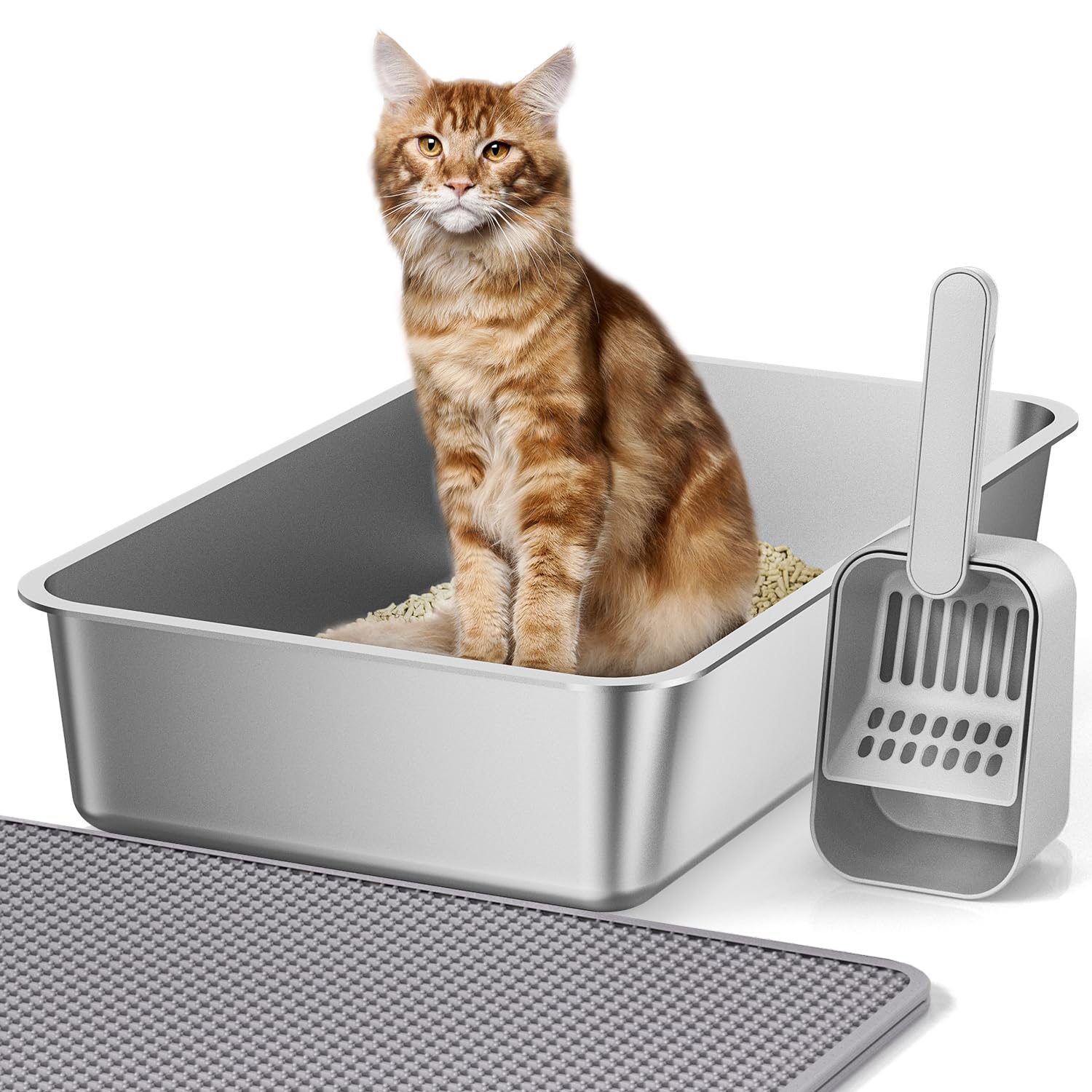 MiaPure® Edelstahl Katzenklo XXL – Premium Katzentoilette Mit